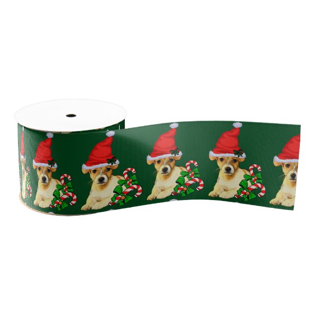 Niedlicher Jack Russell Terrier Welpe Weihnachten Ripsband (Spule)