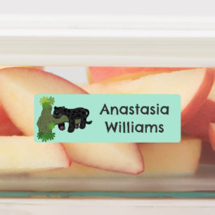 Niedlicher Jaguar Schwarzpanther Katzenkatze Carto Etiketten