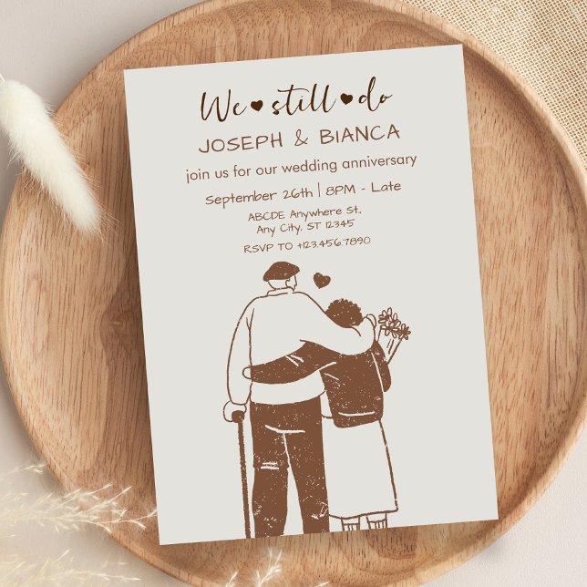 Niedlicher Jahrestag der Hochzeitsfeier für ältere Einladung (Von Creator hochgeladen)
