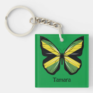 Niedlicher Jamaica Butterfly benutzerdefinierbarer Schlüsselanhänger