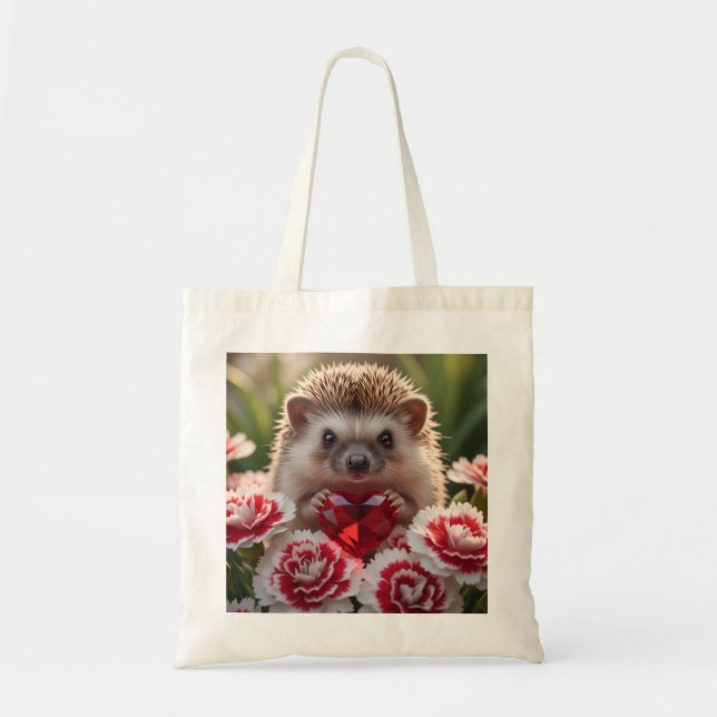 Niedlicher Januar-Igel mit Granatherz Tragetasche (Vorne)