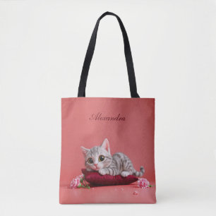 Niedlicher Januar Katze mit Nelken