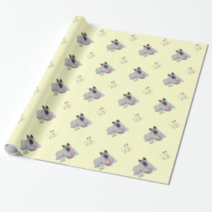 Niedlicher Japaner Akita mit rosa Teddybärnkunst Geschenkpapier