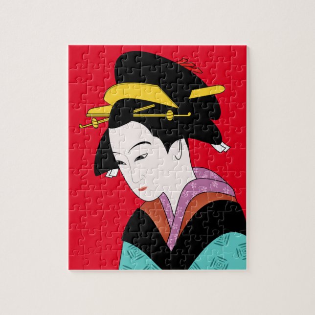 Niedlicher japanischer Geisha Puzzle (Vertikal)