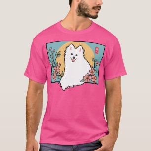 Niedlicher Japanischer Spitz Hund Shinji mit Sakur T-Shirt