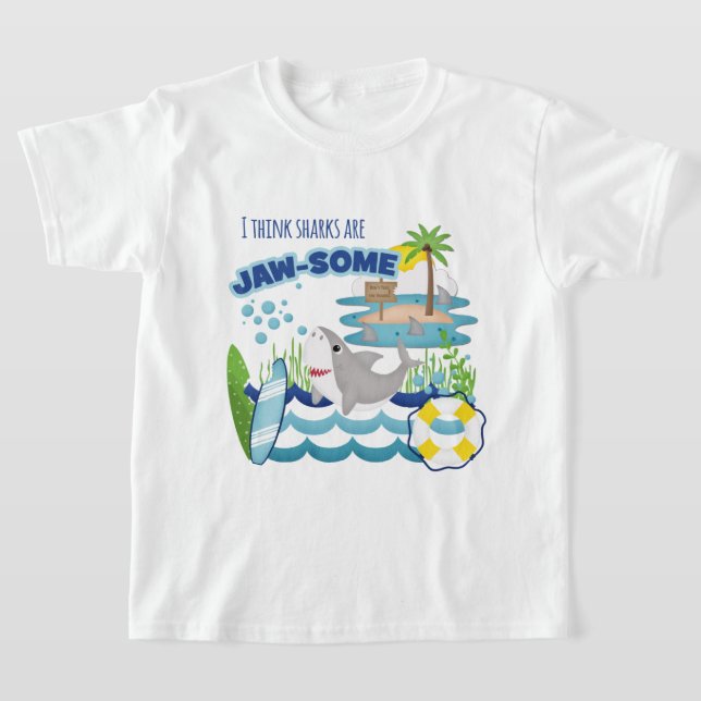 Niedlicher Jawsome Surfer Island Shark T-Shirt (Ablage )