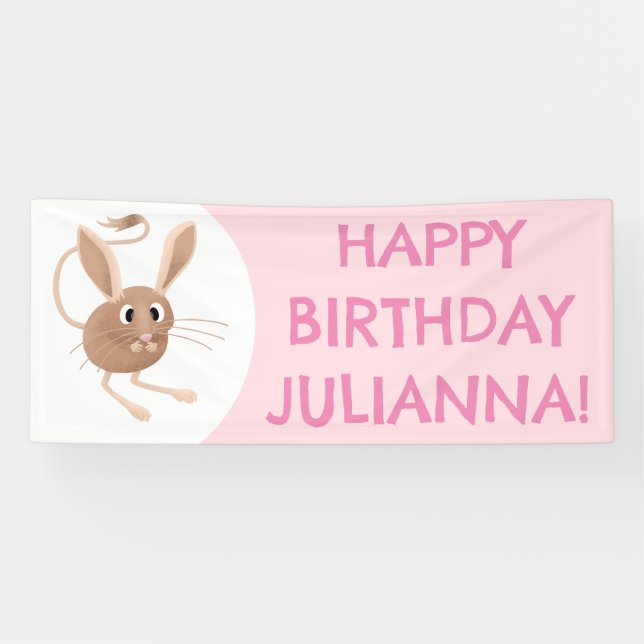 Niedlicher Jerboa-Cartoon Geburtstag Banner (Horizontal)