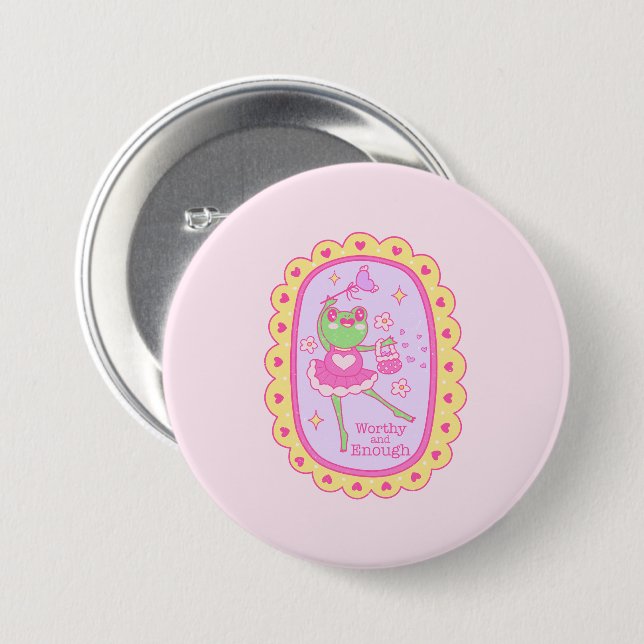 Niedlicher Jolly Frog - würdig und genug Button (Vorne & Hinten)