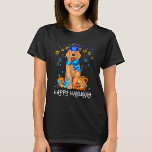 Niedlicher jüdischer Golden Retriever Dog Menorah  T-Shirt