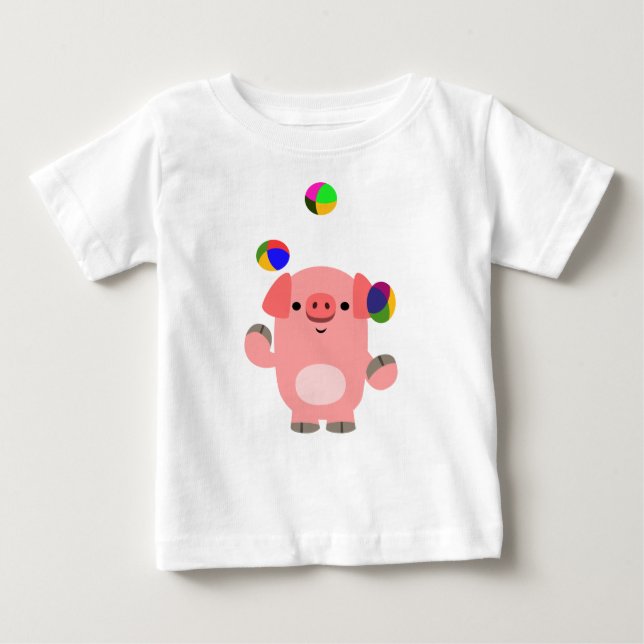 Niedlicher Juggling Cartoon Pig Baby T - Shirt (Vorderseite)