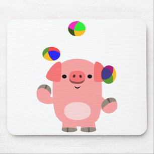 Niedlicher Juggling Cartoon Pig Mousepad