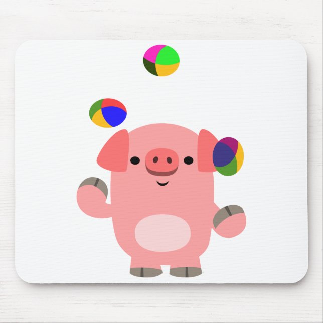 Niedlicher Juggling Cartoon Pig Mousepad (Vorne)