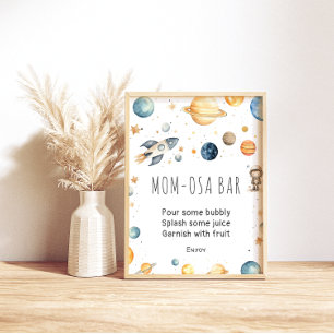 Niedlicher Junge Astronautin Space Babydusche Post Poster