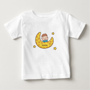 Niedlicher Junge auf dem Mond Baby T-Shirt