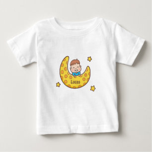 Niedlicher Junge auf dem Mond-Baby-T-Shirt Baby T-shirt