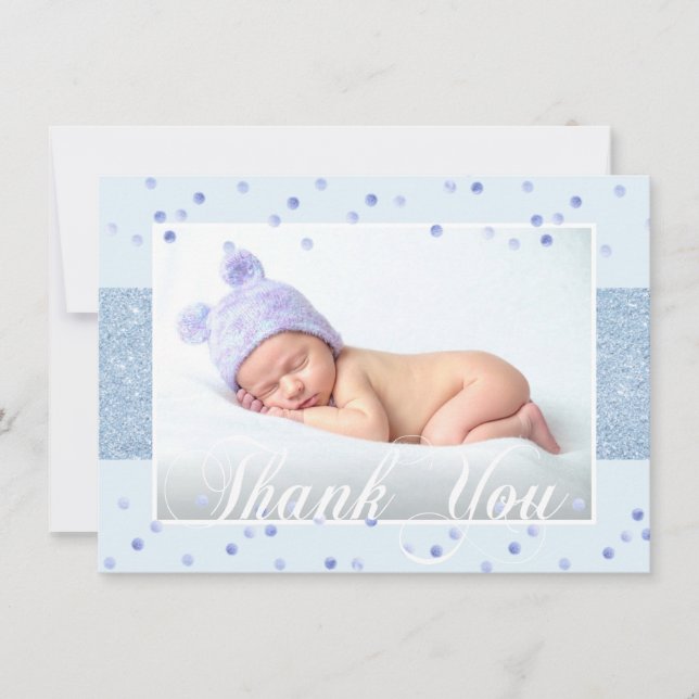 Niedlicher Junge DANKE DIR Blue Glitzer | FOTO Ankündigung (Vorderseite)