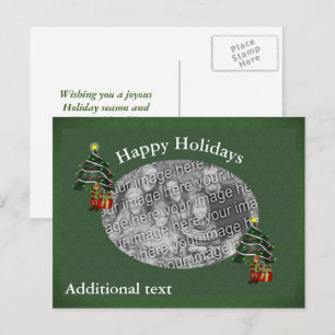 Niedlicher Junge Elf Weihnachtsfeiertag Foto Postk Feiertagspostkarte