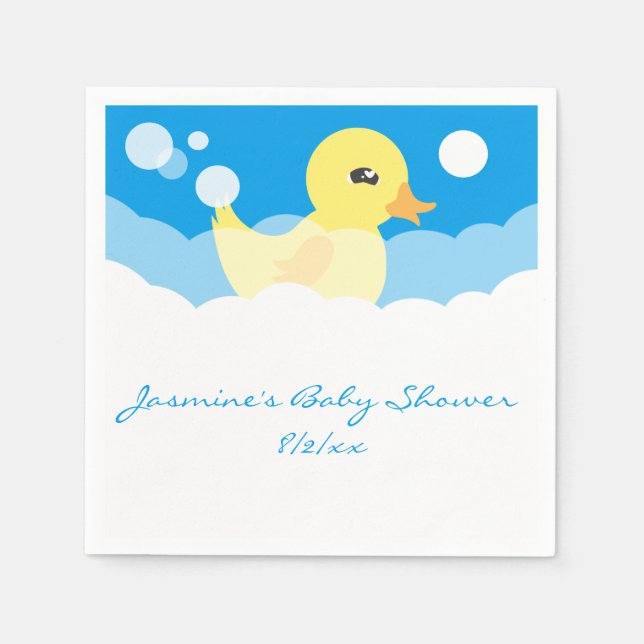 Niedlicher Junge Gummi Ducky Babydusche Serviette (Vorderseite)