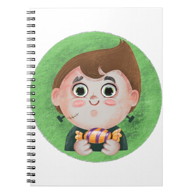 Niedlicher Junge in einem Monster-Halloween-Kostüm Notizblock (Vorderseite)