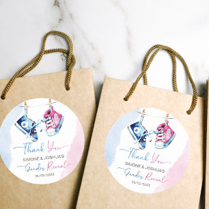 Niedlicher Junge oder Mädchen rosa blaues Geschlec Runder Aufkleber