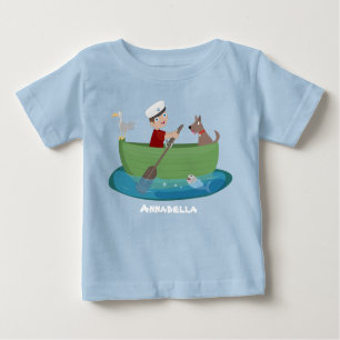 Niedlicher Junge Segelschiff und Hunderuderschiff  Baby T-shirt