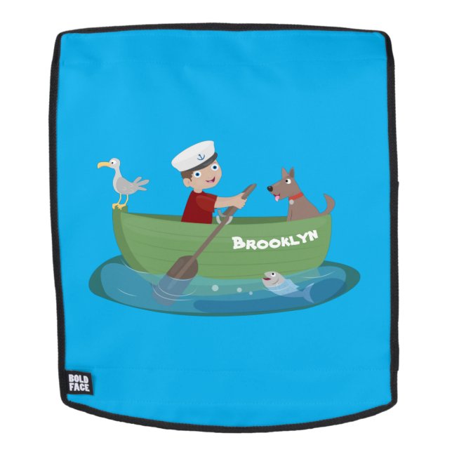 Niedlicher Junge Segelschiff und Hunderuderschiff  Rucksack (Abnehmbare Front)