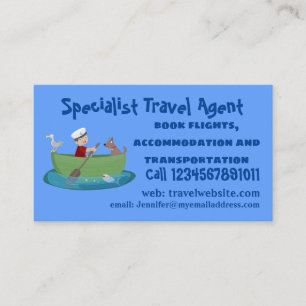 Niedlicher Junge Segelschiff und Hunderuderschiff Visitenkarte