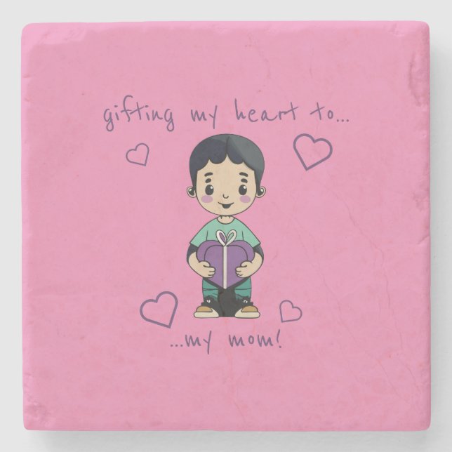 Niedlicher Junge Steinuntersetzer (Vorderseite)