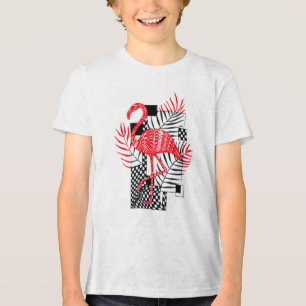 Niedlicher Junge T - Shirt Red Flamingo Print