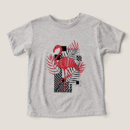 Niedlicher Junge T - Shirt Red Flamingo Print