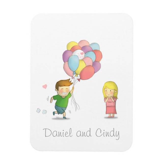 Niedlicher Junge teilt seine Liebe zu Mädchen mit  Magnet (Vertikal)