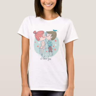 Niedlicher Junge und Niedliche Girl Küssen - Kiss  T-Shirt