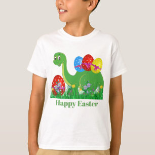 Niedlicher Jungen Ostern-Dinosaurier addieren T-Shirt