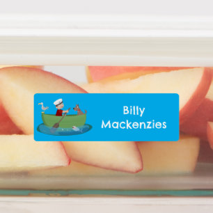 Niedlicher Jungensegler Ruderboot Cartoon personal Etiketten