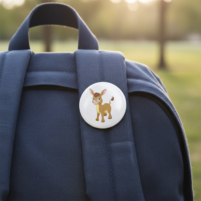 Niedlicher junger Donkey mit großen blauen Augen Button (Von Creator hochgeladen)