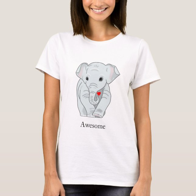 Niedlicher junger Elefant, der ein Herz hält T-Shirt (Vorderseite)