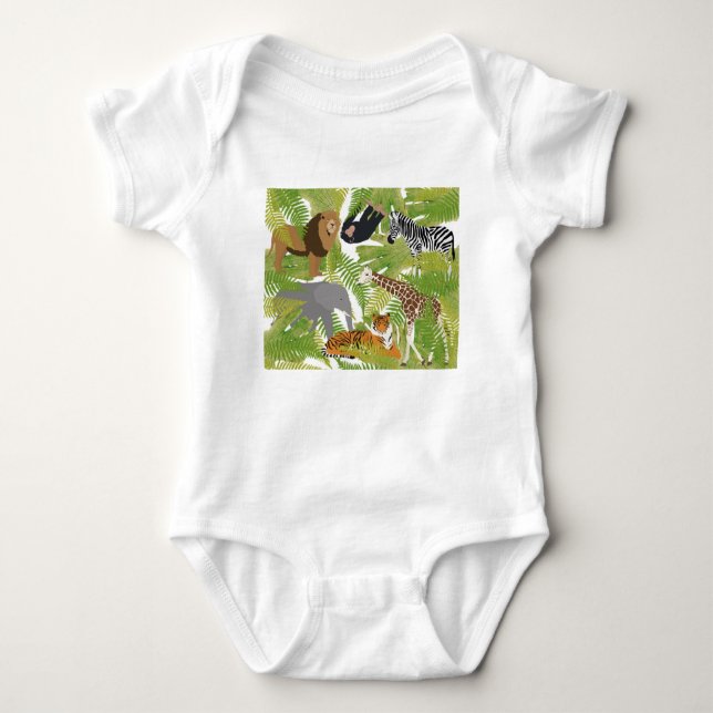 Niedlicher Jungle Animals Safari Boy | Mädchen Baby Strampler (Vorderseite)