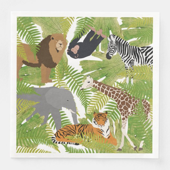 Niedlicher Jungle Animals Safari Boy | Mädchen Serviette (Vorderseite)