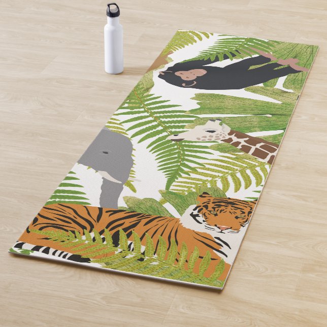 Niedlicher Jungle Animals Safari Boy | Mädchen Yogamatte (Beispiel)