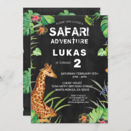 Niedlicher Jungle Safari Giraffe Chalkboard Geburt Einladung