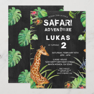 Niedlicher Jungle Safari Giraffe Chalkboard Geburt Einladung