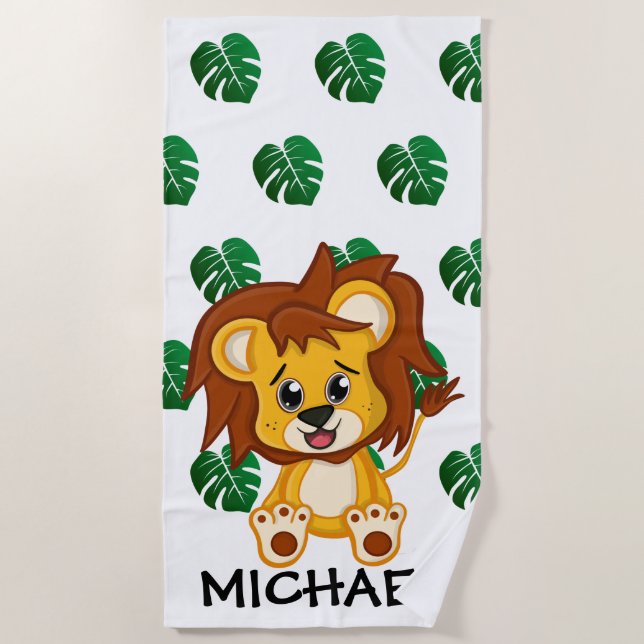 Niedlicher Jungle Safari Lion Animal Kids Strandtuch (Vorderseite)