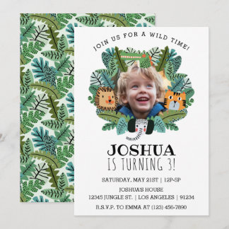 Niedlicher Jungle Safari Lion Tiger Elephant Gebur Einladung