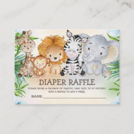 Niedlicher Jungle Safari Tiere Baby Diaper Raffle Begleitkarte