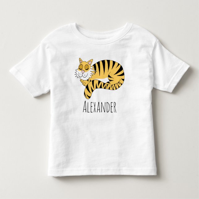 Niedlicher Jungle Tiger mit Name Kleinkind T-shirt (Vorderseite)