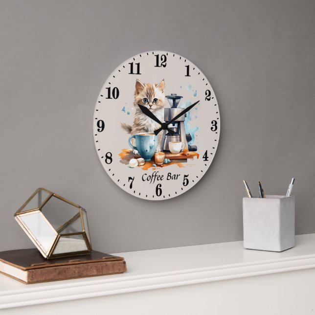 Niedlicher Kaffee-Bar Große Wanduhr (Büro)