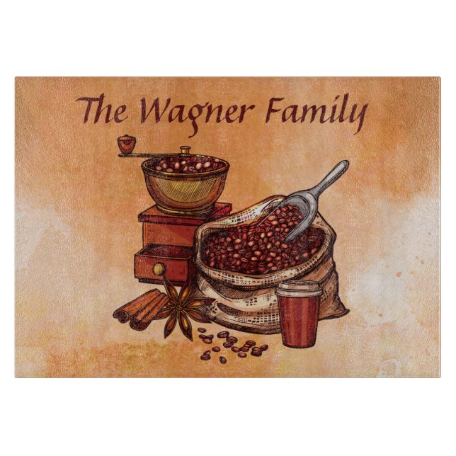 niedlicher Kaffee Bar Name Schneidebrett (Vorderseite)