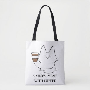 Niedlicher Kaffee Cat Art - Minimalistisches Kawai