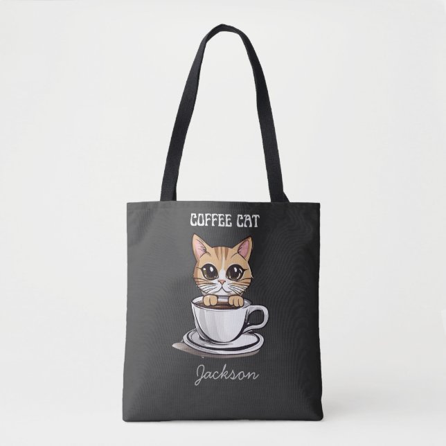 Niedlicher Kaffee Chat Personalisiert Funny Tote T (Vorderseite)