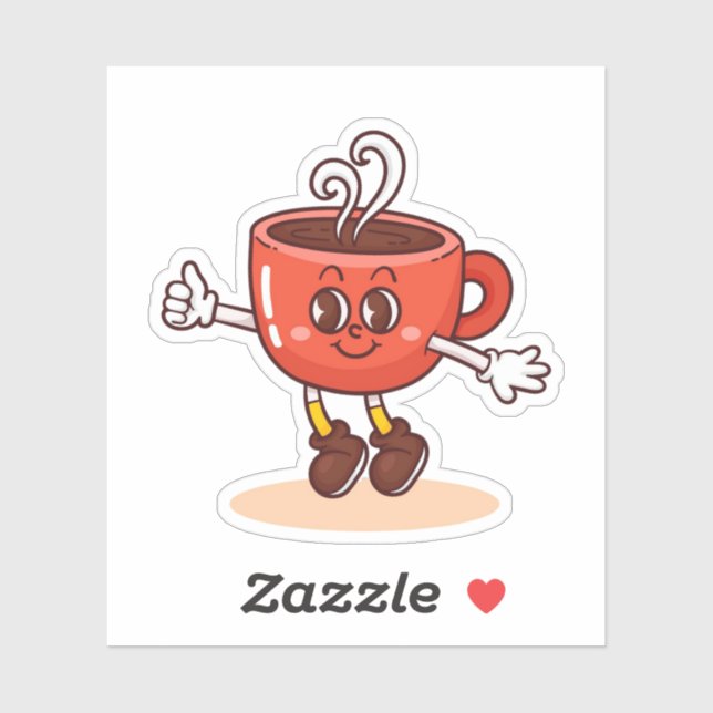 Niedlicher Kaffee-Cup Aufkleber (Blatt)